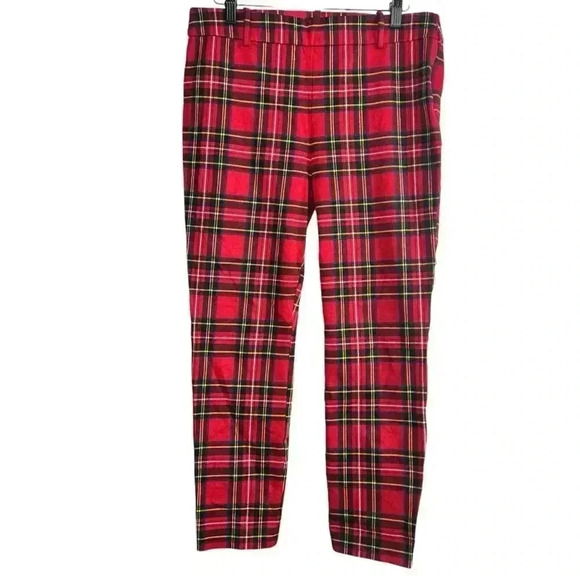 J. Crew Pants - J.Crew Winnie Red Plaid Tartan Pant Skinny Ankle Length Side Zip | Womens Size 8